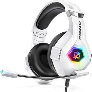 Gaming Headset PS4 Headset Xbox Headset with 7.1 Surround Sound Gaming Headphones with Noise Cancelling Flexible Mic RGB Light Memory Earmuffs for PC PS5 PS4 Xbox Series X/S Xbox one Switch