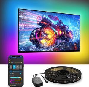 TV LED Backlight RGBIC Smart LED Strip Lights for 55-65 Inch TVs Bluetooth and Wi-Fi APP Control Works with Alexa & Google Assistant Music Sync 99+ Scene Modes Adapter