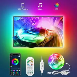 TV Led Backlight 9.8 FT LED Lights for TV 32-60 inch ICRGB 5050 Rainbow Color TV Led Strip Lights USB Music Sync Bluetooth APP Control with Remote for Room Bedroom Christmas Decor