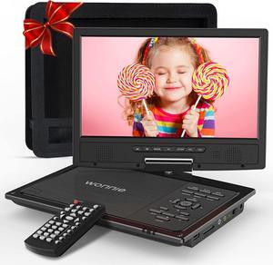 Portable DVD Player Car Headrest Video Player with 10.5" Swivel Screen, 5-Hours Rechargeable Battery, Car Headrest Holder, Dual Speakers, Support USB/SD Card/Sync TV, All Regions