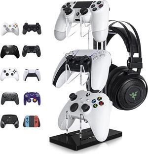 OAPRIRE Universal 3 Tier Controller Holder and Headset Stand for PS4 PS5 Xbox ONE Switch, Controller Stand Gaming Accessories, Build Your Game Fortresses (Black)