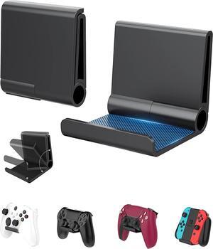 4 Pack Foldable Controller Wall Mount Holder for Xbox PS5 PS4 PS3 Switch Pro Strong Adhesive/Screw Upgraded Controller Stand Hanger with Anti-slip Pad Universal Gaming Remote & Headphone Accessories