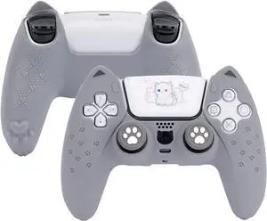GeekShare Grey Cat Paw PS5 Controller Skin Anti-Slip Silicone Skin Protective Cover Case for Playstation 5 DualSense Wireless Controller (Grey) GeekShare Grey Cat Paw PS5 Controller Skin Anti-Slip Silicone Skin Protective Cover Case for Playstation 5 DualSense Wireless Controller (Grey)