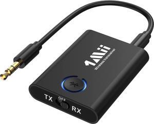 1Mii Bluetooth 5.3 Transmitter Receiver for TV, Bluetooth Adapter for TV aptX Low Latency Dual Link, 3.5mm Bluetooth Audio Transmitter for MP3 Airplanes Boats Treadmill Gaming