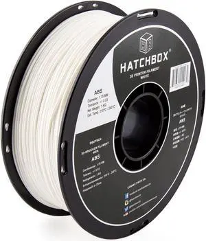 HATCHBOX ABS 3D Printer Filament, Dimensional Accuracy +/- 0.03 mm, 1 kg Spool, 1.75 mm, White, Model Number: 3D ABS-1KG1.75-WHT