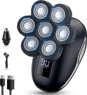 Electric Head Shavers for Bald Men, Upgraded 7 Floating Heads,Head Razors with Nose&Ear Trimmer,Bald Head Shavers for Men, LED Display, 90 Mins Run time, Travle Lock