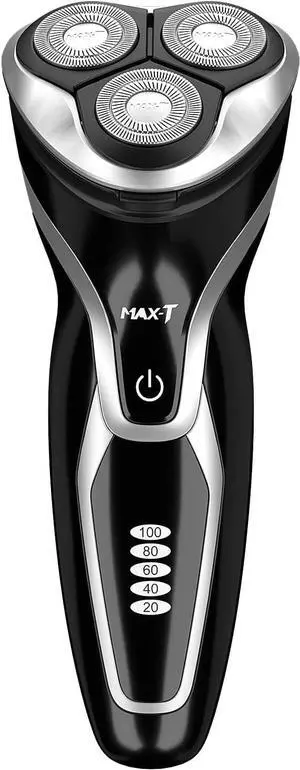 MAX-T Men Electric Razor, Rechargeable Wet & Dry Rotary Electric Shaver for Men (Black)