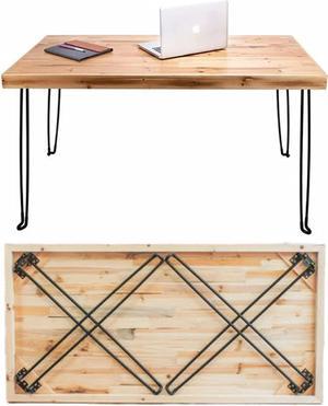 Sleekform Portable Folding Desk - Wood Foldable Table - No Assembly Easy Fold Desks for Small Spaces - Space Saving Collapsible Computer Tables for Work, Writing, Crafts