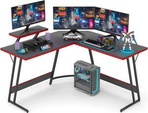 Devoko L Shaped Gaming Desk Computer Desk 51 Office Corner Desk with Monitor Stand Home Gaming Writing Study Table Workstation (Carbon Fibre Black)