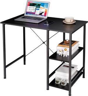 ZenStyle Small Computer Desk with Storage Shelves Under Desk Reversible, 36Inch Home Office Writing Desk Table with Shelves for Small Place, Black