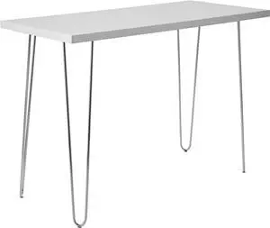 Walker Edison Mid Century Modern Hairpin Wood Laptop Computer Writing Desk Home Office Workstation Small, 42 Inch, White