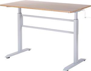 UNICOO Manual Standing Desk Adjustable Height Heavy Duty Game Desk, Crank Adjustable Desk, Adjustable Computer Desk, Manual Stand Up Desk with Headphone Hook,48 x 24 Inches(SYK01-Grey Oak)