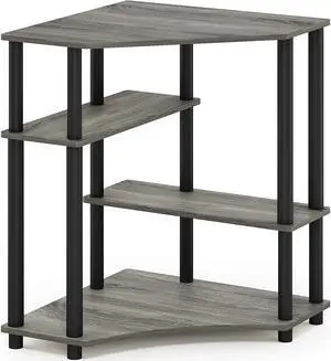 FURINNO Turn-N-Tube Space Saving Corner Desk, French Oak Grey/Black