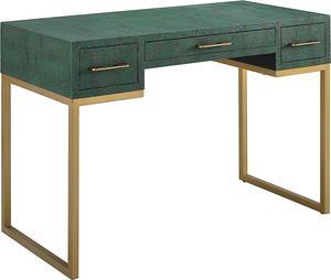 SEI Furniture Carabelle Emerald and Gold Writing Desk w/ Drawers, Green