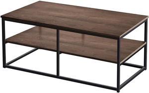 Coral Flower Modern Simple Study 47'' Industrial Office Desk for Home Office and Dining Room, Rustic Brown with black frame