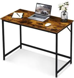 ivinta Small Computer Desk, Industrial Laptop Desk for Home Office, Simple Style PC Table, Wooden Sturdy Writing Desk, 40 inch Workstation for Space Saving, SINGLE-YBR39 (Vintage, Easy Assemble)