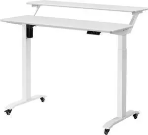 UNICOO Electric Height Adjustable 2-Tier Raising Desk with Wheels, Mobile Standing Game Desk for Home Office