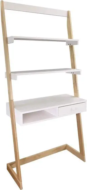American Trails Freestanding Ladder Desk With Drawer, Natural Maple/White