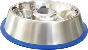 Mr. Peanut's Stainless Steel Interactive Slow Feed Dog Bowl with a Blue Silicone Base, Fun Healthy Bloat Stop Feeder (Medium) Mr. Peanut's Stainless Steel Interactive Slow Feed Dog Bowl with a Blue Silicone Base, Fun Healthy Bloat Stop Feeder (Medium)