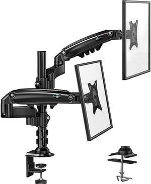 HUANUO Dual Monitor Stand - Height Adjustable Gas Spring Double Arm Monitor Mount Desk Stand Fits Two 17 to 32 inch Screens with Clamp, Grommet Mounting Base, Each Arm Holds up to 19.8lbs