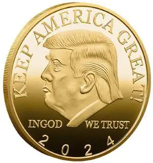 2024 Donald Trump Commemorative Coin Gold & Silver Plated Collectible Coins Patriotic Gift for Elections & Campaigns