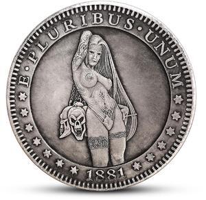 Sexy Girl Hobo Coin Badge One Dollar Hobo Art Coin Crafts Morgan Challenge Coins Gift