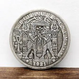 Ancient Egypt Pharaoh Hobo Coin Nickel Anubis Horus 1921 Replica-Morgan Commemorative Art Souvenir