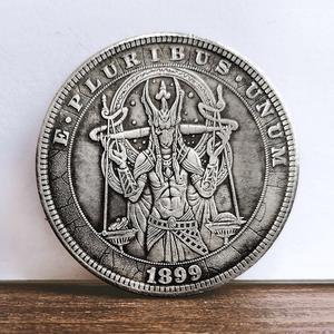 1899 Ancient Egypt God Anubis Pharaoh Hobo Coin Nickel Horus Replica-Morgan Weighing The Heart Against Ostrich Feather