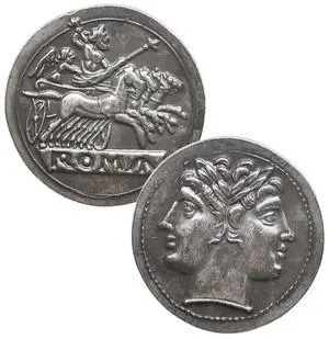Ancient Roma Jupiter Replica Coin Dioscuri Quadrigatus ROMA Silver-Plated for Hobbies
