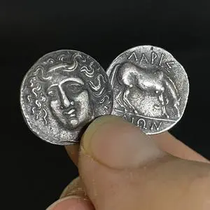 Macedonian Water Nymph Larissa Ancient Greek Mythology Replica Silver Plated Coin Jewelry Crafts