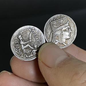 Antique Greek Silver-plated Coin Replica Armenian Kingdom Tigranes II Goddess of Fate Tyche 19mm DIY Jewelry Crafts
