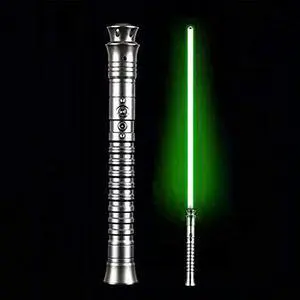 Force FX Lightsaber - Metal Hilt Dueling Light Sabers RGB Colors Changeable Saber with 6 Sound Fonts and 3 Loudness Settings SilverGrayHandle---greenLight