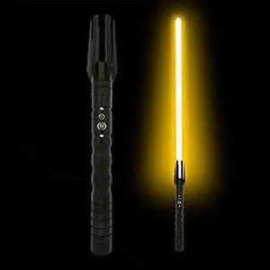 Lightsaber Heavy Dueling Metal Handle Force FX Lightsaber LED USB Rechargeable Light Sabers For Adults And Kids BlackHandle---yellowLight