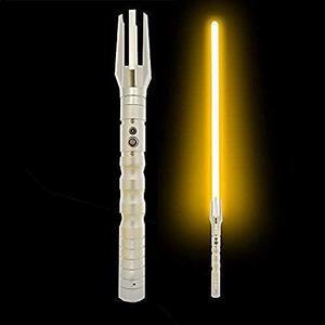 Lightsaber Heavy Dueling Metal Handle Force FX Lightsaber LED USB Rechargeable Light Sabers For Adults And Kids SilverHandle---yellowLight