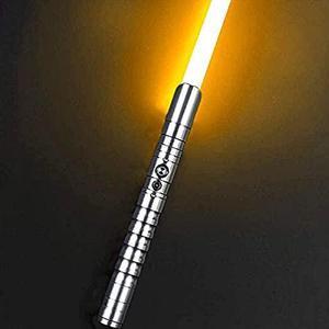 Lightsaber, Children'S Toy Sword Parent-Child Lightsaber Glowing Sword With Black Metal Hilt, 11 Color Changing Lighting, Sound Effects Ideal For Adult Kids Toys Light Saber SilverHandle-goldenLight