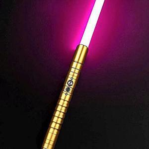 Lightsaber, Children'S Toy Sword Parent-Child Lightsaber Glowing Sword With Black Metal Hilt, 11 Color Changing Lighting, Sound Effects Ideal For Adult Kids Toys Light Saber GoldenHandle-pinkLight