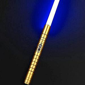 Lightsaber, Children'S Toy Sword Parent-Child Lightsaber Glowing Sword With Black Metal Hilt, 11 Color Changing Lighting, Sound Effects Ideal For Adult Kids Toys Light Saber GoldHandle-blueLight