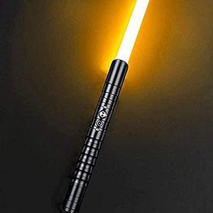 Lightsaber, Children'S Toy Sword Parent-Child Lightsaber Glowing Sword With Black Metal Hilt, 11 Color Changing Lighting, Sound Effects Ideal For Adult Kids Toys Light Saber BlackHandle-goldenLight