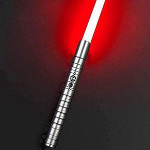 Lightsaber, Children'S Toy Sword Parent-Child Lightsaber Glowing Sword With Black Metal Hilt, 11 Color Changing Lighting, Sound Effects Ideal For Adult Kids Toys Light Saber SilverGrayHandle-redLight