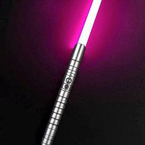 Lightsaber, Children'S Toy Sword Parent-Child Lightsaber Glowing Sword With Black Metal Hilt, 11 Color Changing Lighting, Sound Effects Ideal For Adult Kids Toys Light Saber SilverGrayHandle-pinkLight