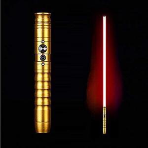 Lightsaber Jedi Sith Aluminum Hilt Changing Led Light Saber Support Heavy Dueling for Adult GoldenHandle---redLight