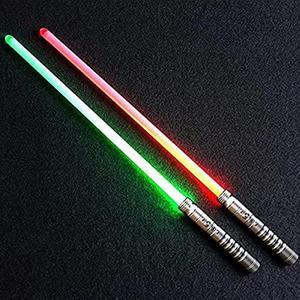 Children'S Toy Lightsaber, 2 Lightsabers, 7 LED Colors Can Be Changed, Including Lightsaber Connector 001Silver