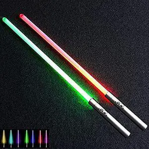 Children'S Toy Lightsaber, 2 Lightsabers, 7 LED Colors Can Be Changed, Including Lightsaber Connector 004Silver
