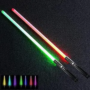 Children'S Toy Lightsaber, 2 Lightsabers, 7 LED Colors Can Be Changed, Including Lightsaber Connector 004Black