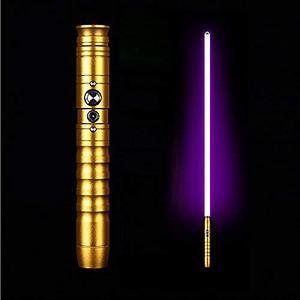 Lightsaber Jedi Sith Aluminum Hilt Changing Led Light Saber Support Heavy Dueling for Adult GoldenHandle--purpleLight