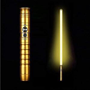 Lightsaber Jedi Sith Aluminum Hilt Changing Led Light Saber Support Heavy Dueling for Adult GoldenHandle--yellowLight