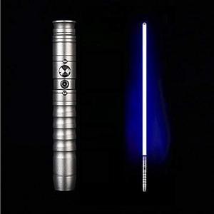 Lightsaber Jedi Sith Aluminum Hilt Changing Led Light Saber Support Heavy Dueling for Adult SilverGrayHandle-blueLight