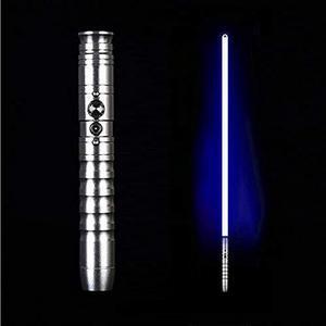 Lightsaber Jedi Sith Aluminum Hilt Changing Led Light Saber Support Heavy Dueling for Adult SilverHandle-blueLight