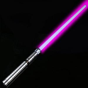 Dueling Lightsaber, RGB 19 Colors Changeable Premium Aluminium Alloy Hilt Light Saber with 4 Mode Sound Force Lightsabers Silver