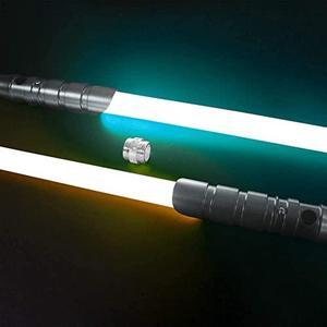 Classic Lightsaber Black Series RGB LED Light Saber Force FX Metal Aluminum Hilt, Heavy Dueling Blaster Sound 2set Gray
